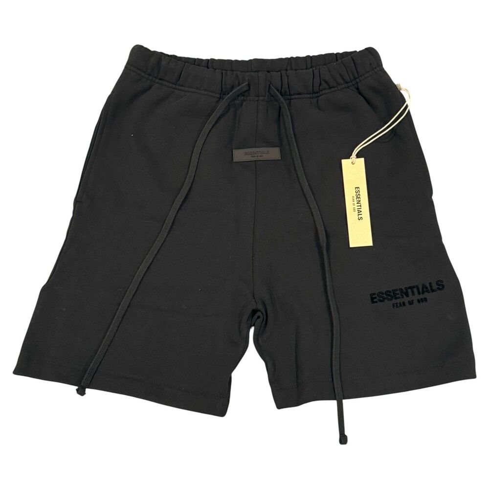 Fear of God Essentials Sweat Shorts Stretch Limo Jet Black Size Small NWT FOG